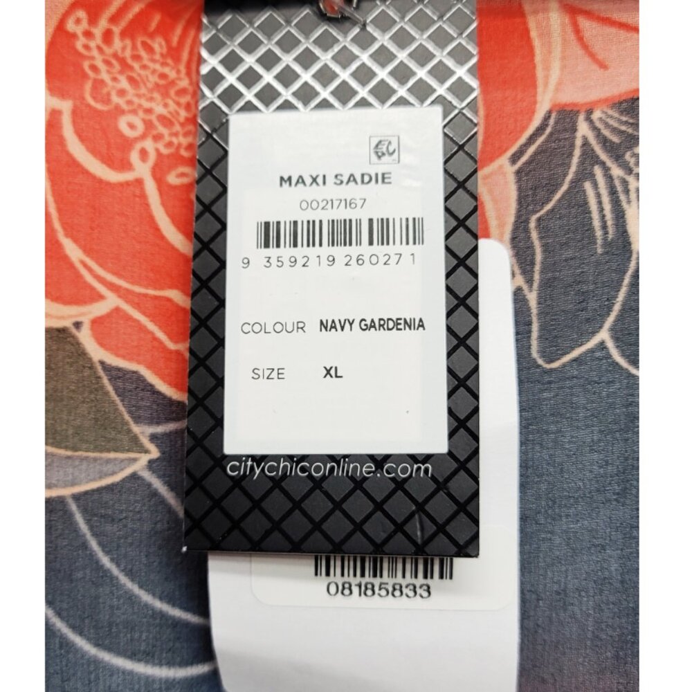 NWT City Chic Navy Floral Chiffon Wrap Maxi Dress 22 - Picture 14 of 16